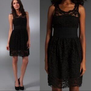 Revolve BB Dakota Black Meadow Lace Dress Size 6 Lined Cotton Nylon Missing Belt